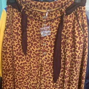 Free People NWT Leopard Wide Leg Bottom